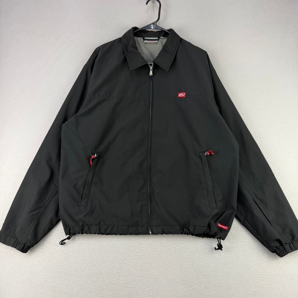 Vintage Quiksilver Coach Jacket Men XL Black Full Zip Surf Skate Y2K Windbreaker